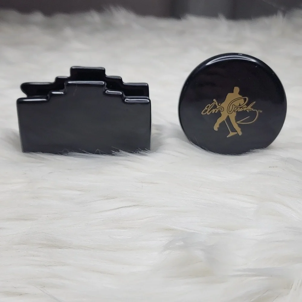 Elvis Presley Ceramic Black, Red & Gold Salt & Pepper Shaker Set